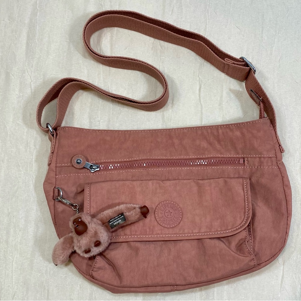 Kipling “Syro” Pink Crossbody Bag with Keychain